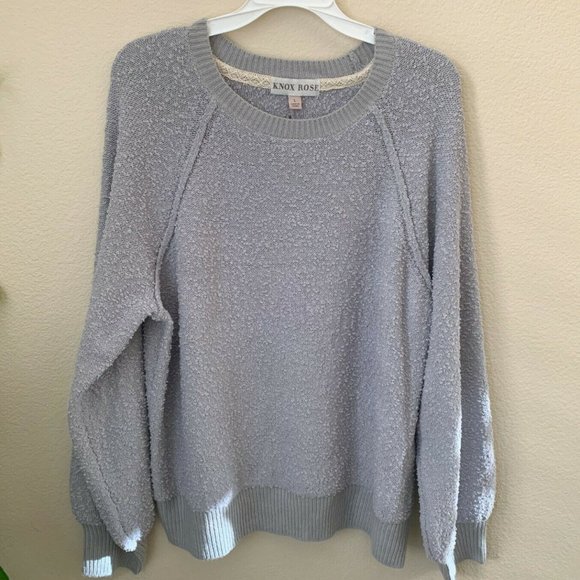 Knox Rose L Sweaters Gray Crew Neck Long Sleeve